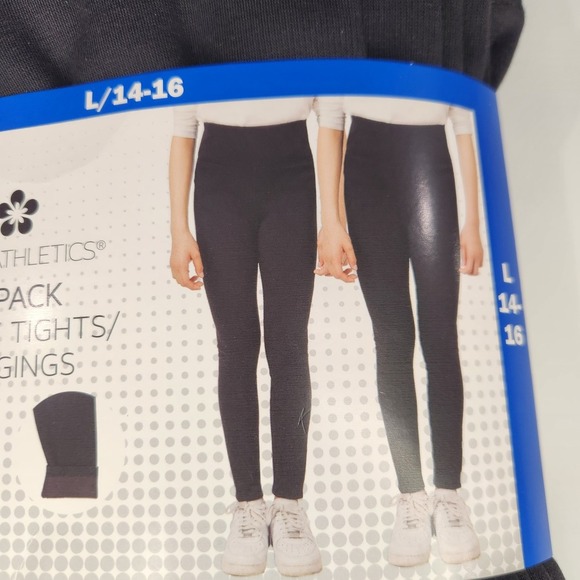 Tuff Athletics 2-Pack‎ Fleece Leggings Girls, Black Large 14-16 - Picture 2 of 2